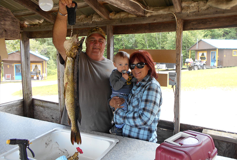 Fishing Northern pike at Pourvoirie Menjo, Laurentides, Quebec