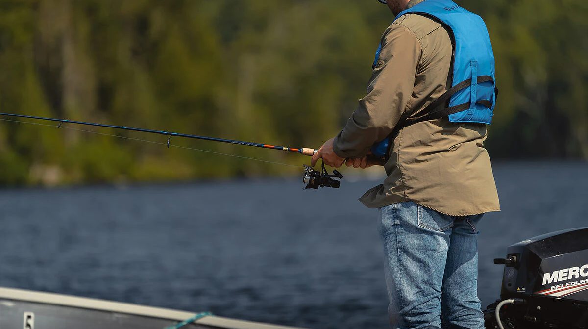 Fishing at Auberge du Lac-à-l'Eau-Claire, Mauricie, Quebec