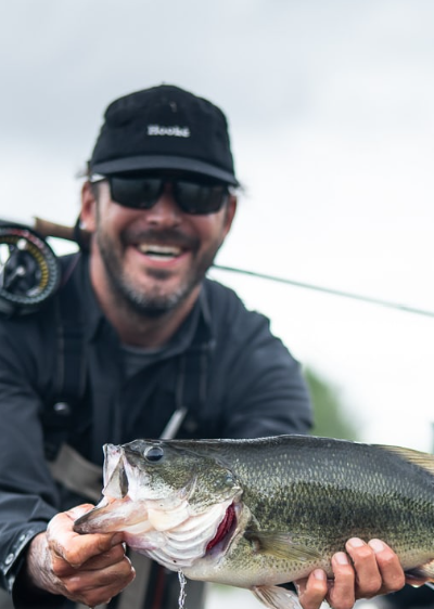 Fishing Largemouth bass at Kenauk Nature, Outaouais, Quebec