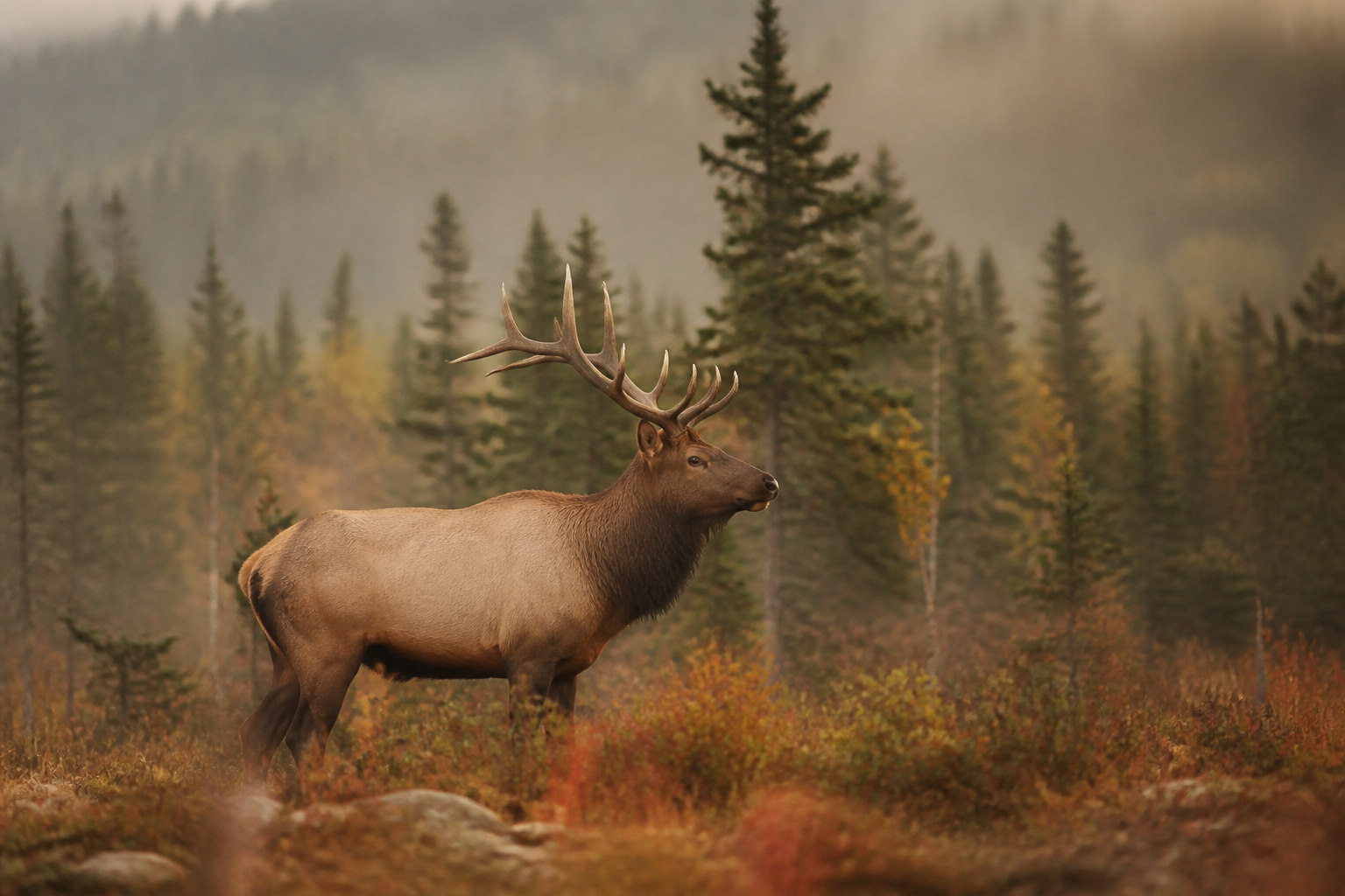 Wapiti en milieu naturel au Québec