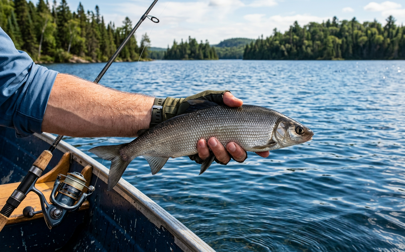 Un grand corégone argenté capturé dans un lac des Laurentides.