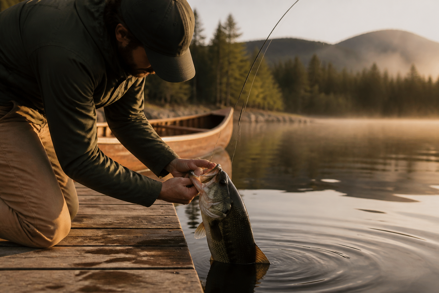 Largemouth bass fishing in Quebec