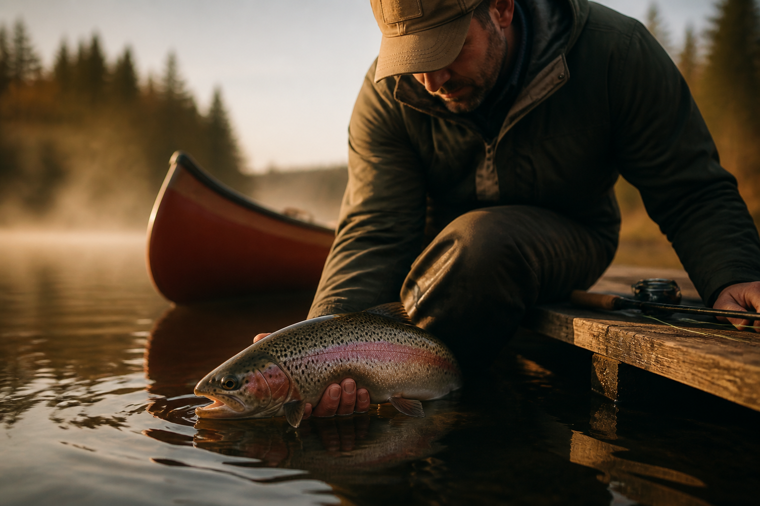 Rainbow trout fishing in Quebec