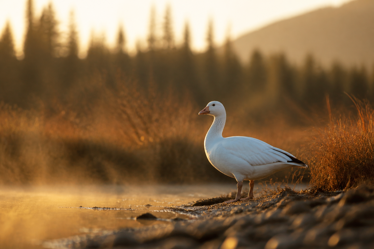Snow goose in the wild in Quebec