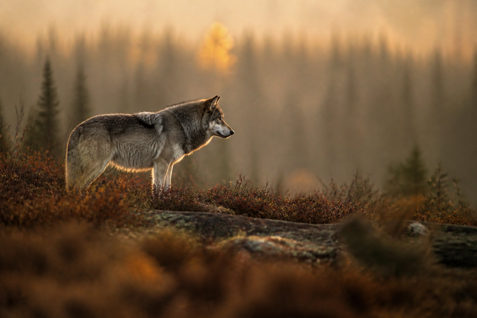 Wolf in the wild in Quebec